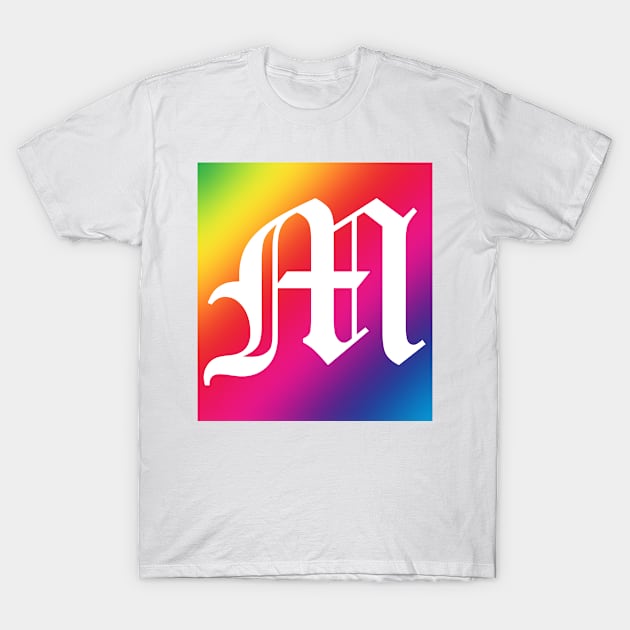 Rainbow White Letter M T-Shirt by Ven0mBlast